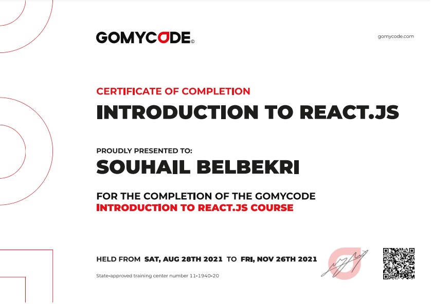 React.Js Certification